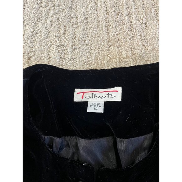 Talbots Black Velvet Cropped Jacket Classic Evening Bolero sz 14 - Picture 3 of 10